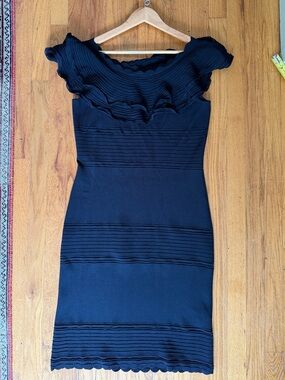 Eliza J Black Ruffle Sheath Dress